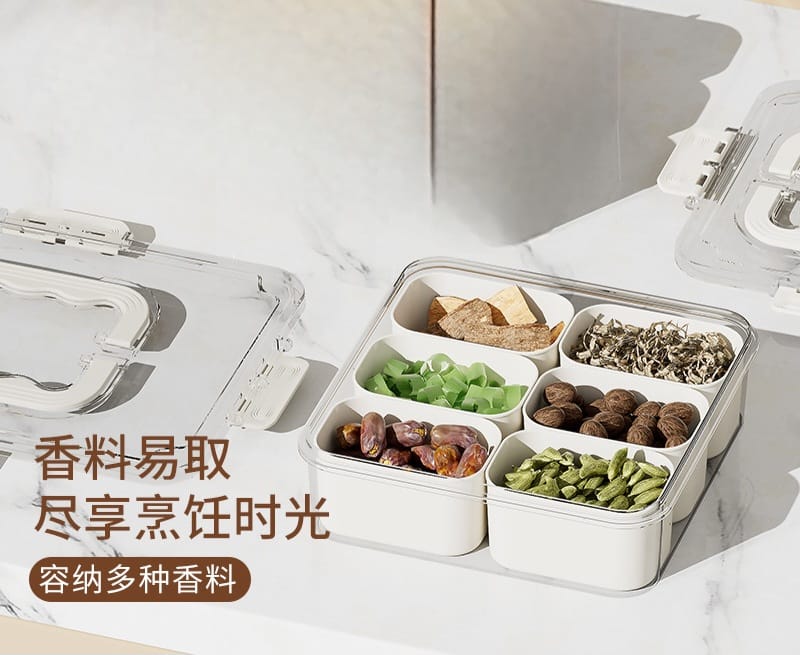 6-Compartment Airtight Fridge Organizer Box – 21x21cm