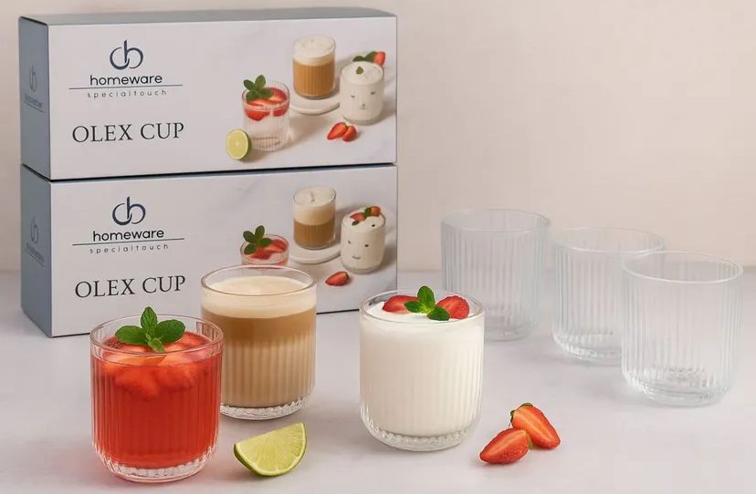Elegant 6-Piece Ribbed Crystal Glass Set