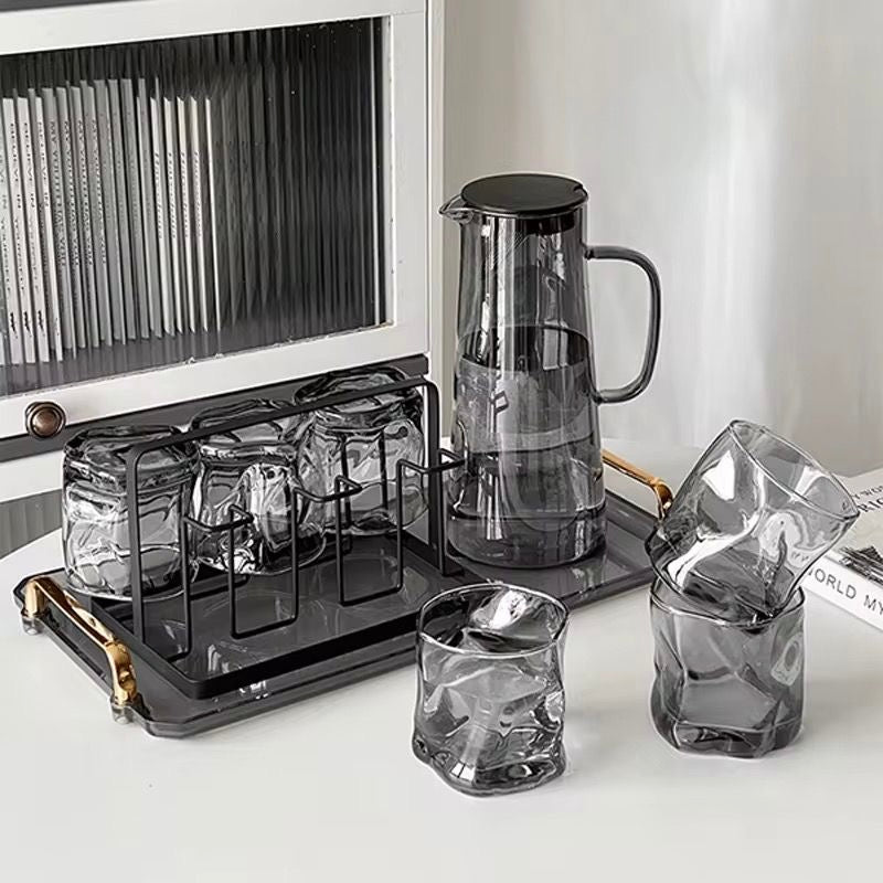 Modern Ripple Glass Pitcher Set – 7 Pieces