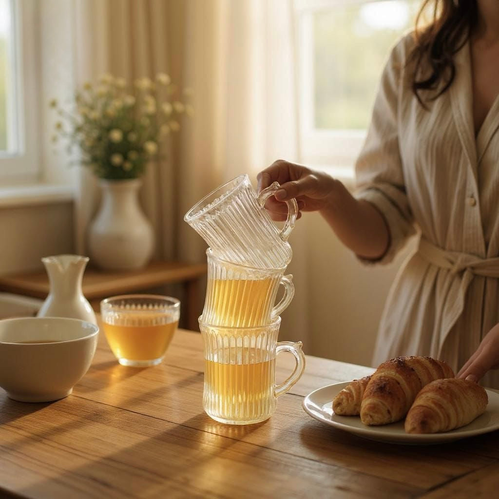 Textured Glass Tea Cup with Comfortable Handle – Durable & Stylish