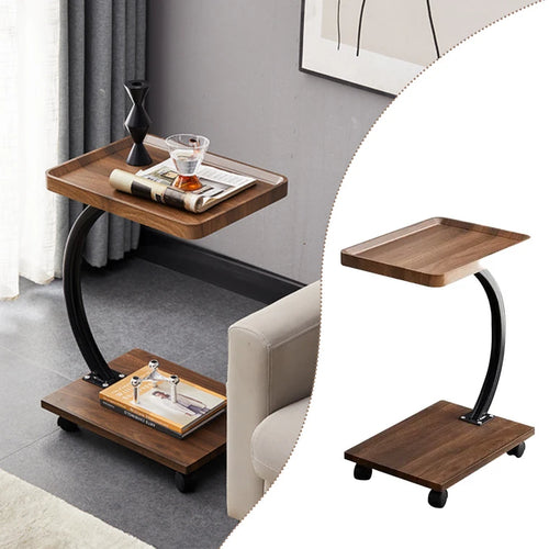 C-Shaped Square Wooden Side Table