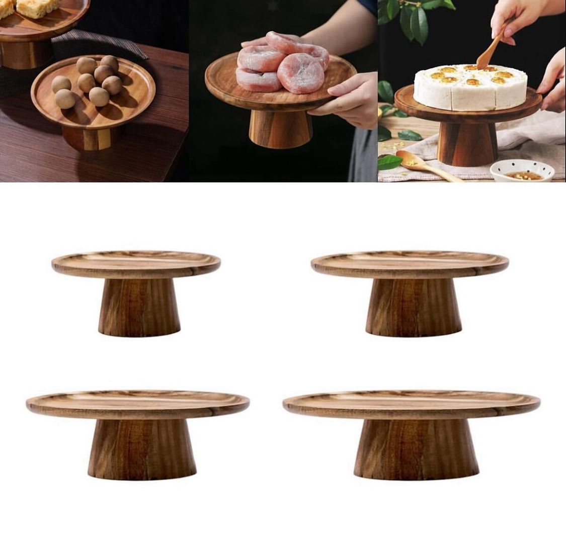 Losa Wooden Pedestal Dessert Table High Tray Cake Stand Holder Cupcake Display 15cm