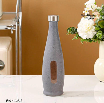 Granite Glass Water Bottle with Stainless Steel Lid – Sleek & Durable