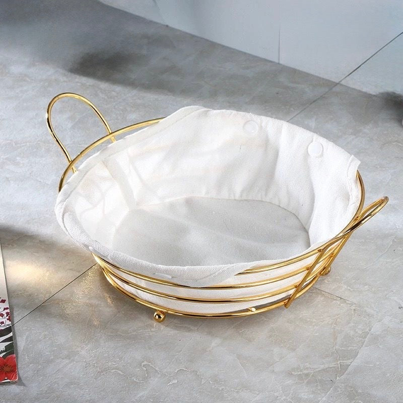 Elegant Round Gold Fruit Basket