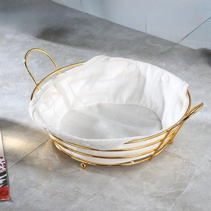 Elegant Round Gold Fruit Basket