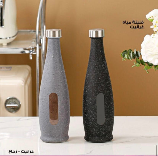 Granite Glass Water Bottle with Stainless Steel Lid – Sleek & Durable