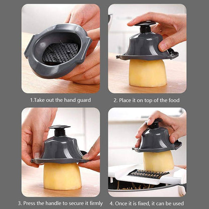 Multifunctional Vegetable Cutter with Drain Basket – Easy Prep & Clean-Up