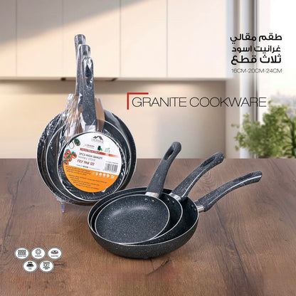 Granite Frying Pan Set – 3 Pieces