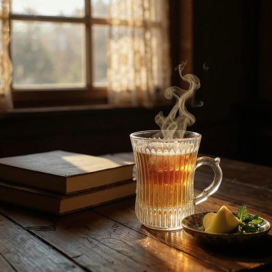 Textured Glass Tea Cup with Comfortable Handle – Durable & Stylish