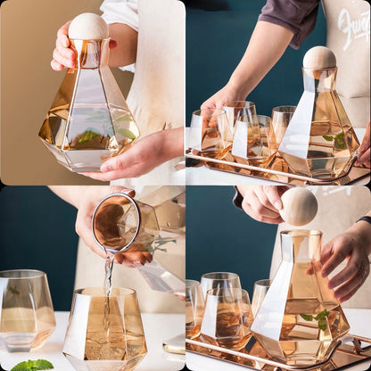 Elegant 7-Piece Amber Glass Jug Set