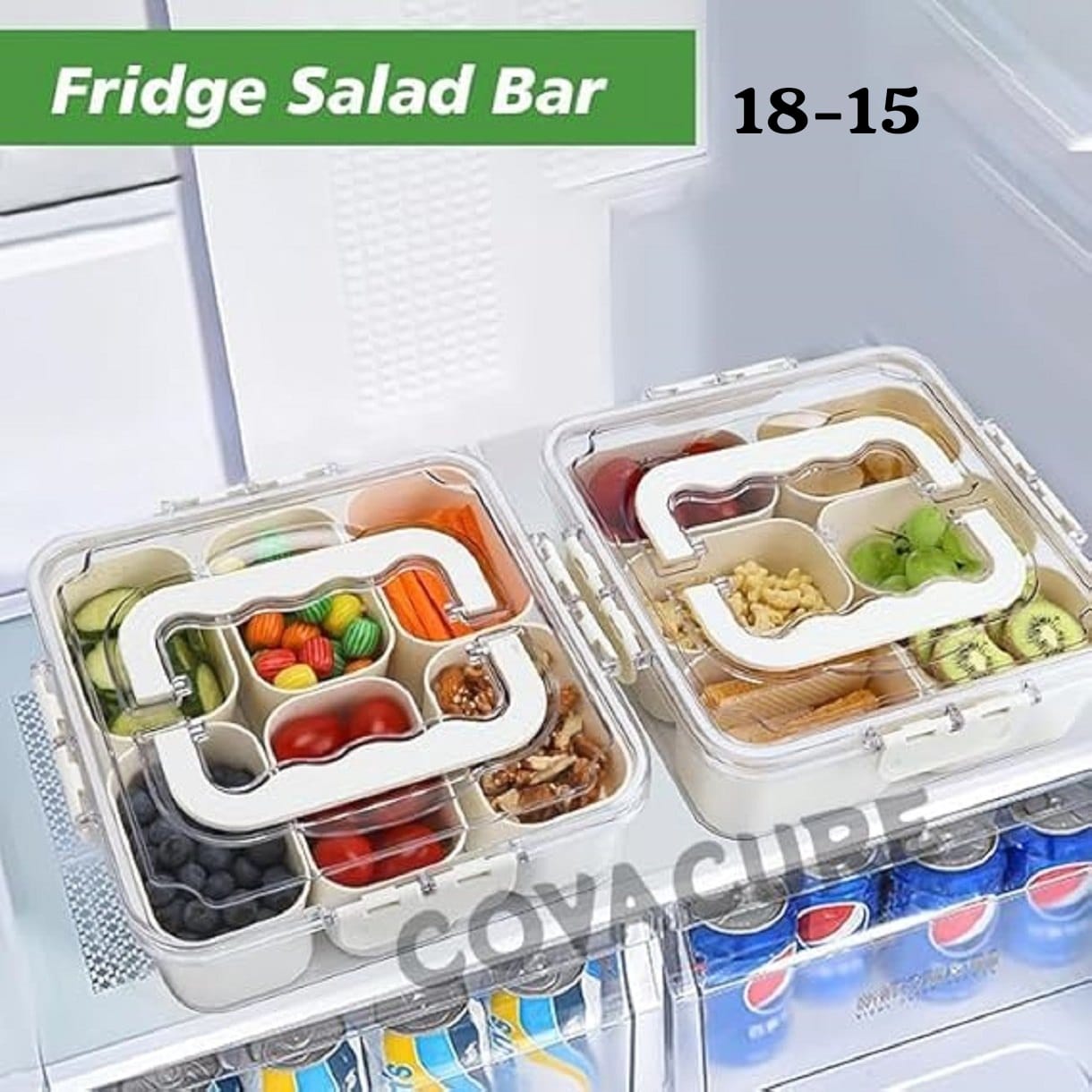 6-Compartment Airtight Fridge Organizer Box – 21x21cm