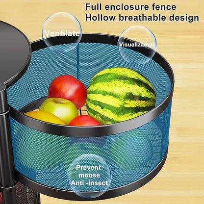 5-Tier Rotating Mesh Storage Basket with 360° Rolling Wheels