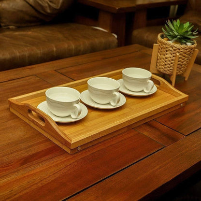 Foldable Wooden Serving Tray – Rustic Charm with Practical Design