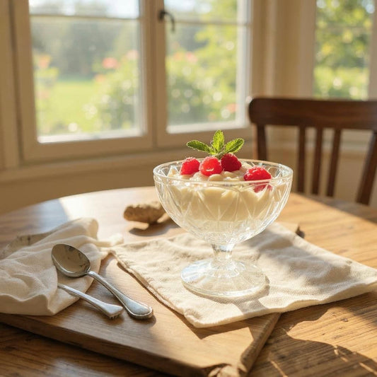 Elegant Glass Dessert Bowl Set with Luxury Base – 6 Pieces