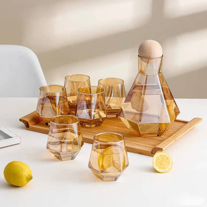 Elegant 7-Piece Amber Glass Jug Set