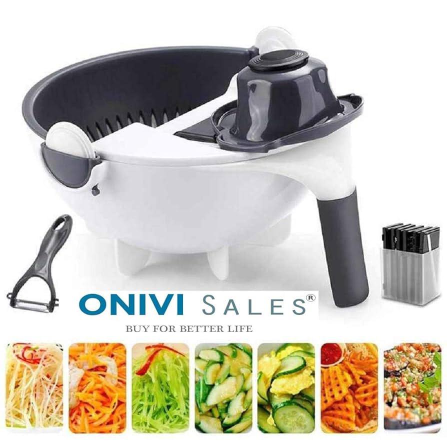 Multifunctional Vegetable Cutter with Drain Basket – Easy Prep & Clean-Up