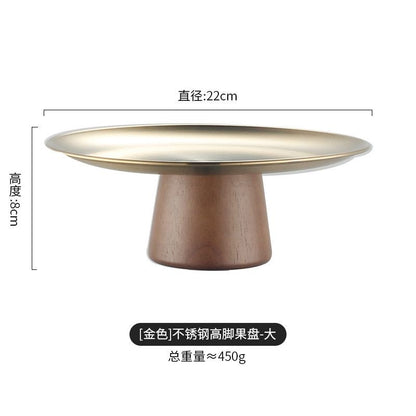 Elegant Stainless Steel Serving Dish with Bamboo Base