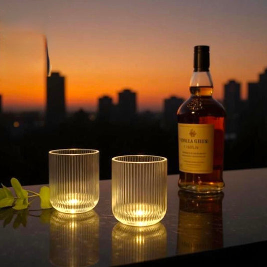 Elegant 6-Piece Ribbed Crystal Glass Set