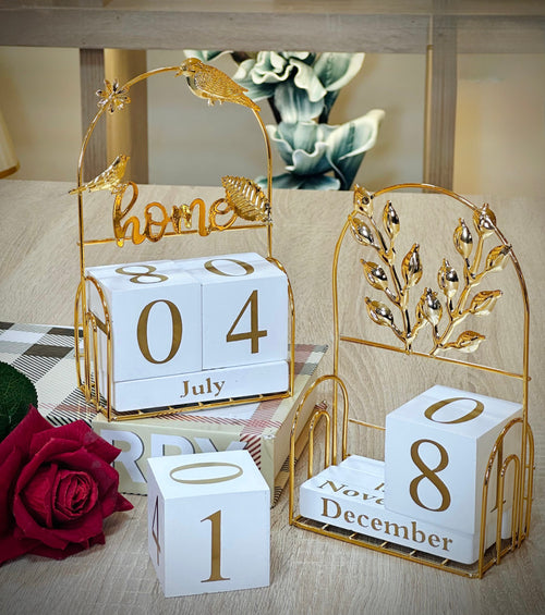 Elegant European-Style Wooden Calendar Decor Piece