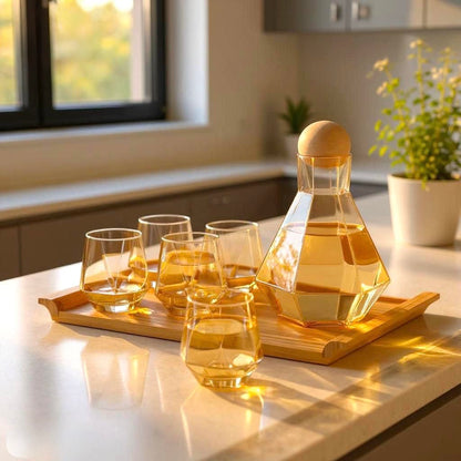 Elegant 7-Piece Amber Glass Jug Set