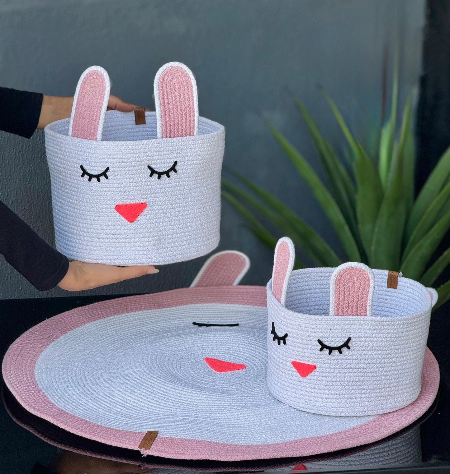 Premium Woven Linen Mat and Basket Set