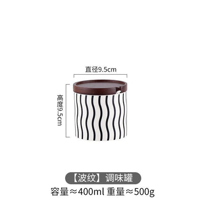 Modern Ceramic Spice Jar Set with Wooden Tray & Lids – 3-Piece