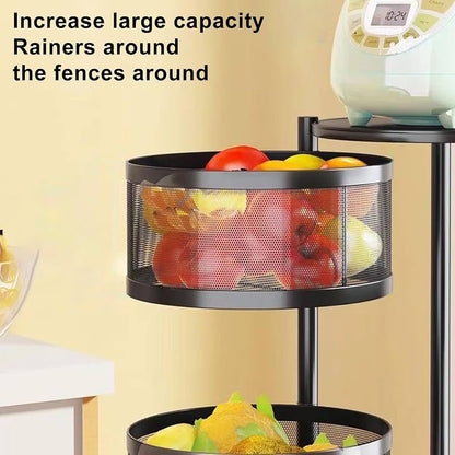 5-Tier Rotating Mesh Storage Basket with 360° Rolling Wheels