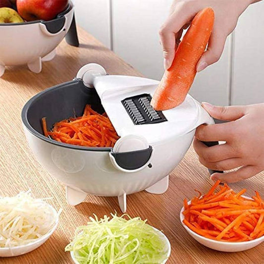 Multifunctional Vegetable Cutter with Drain Basket – Easy Prep & Clean-Up