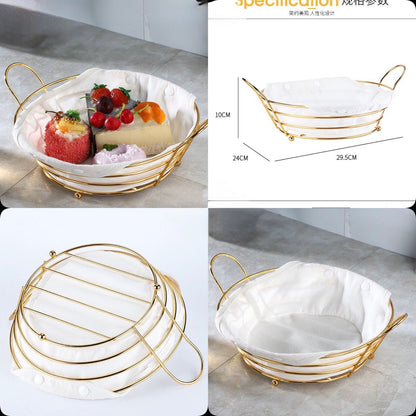 Elegant Round Gold Fruit Basket
