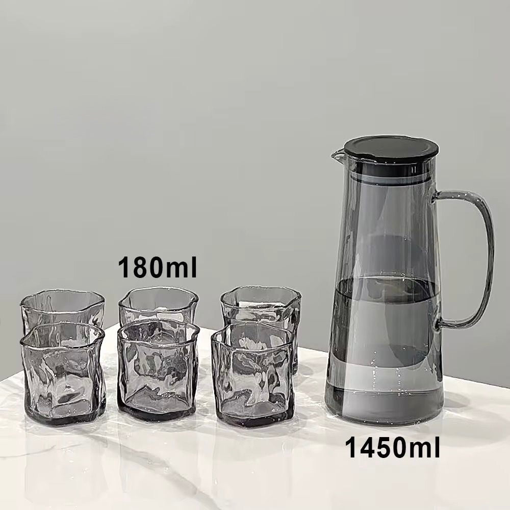 Modern Ripple Glass Pitcher Set – 7 Pieces