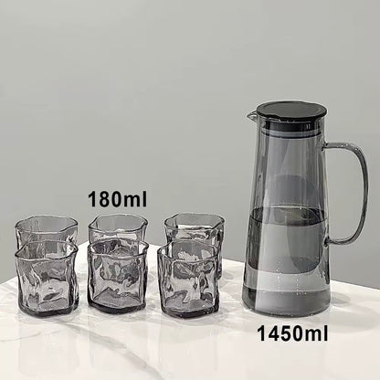 Modern Ripple Glass Pitcher Set – 7 Pieces