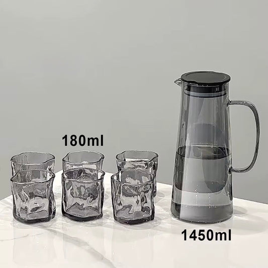 Modern Ripple Glass Pitcher Set – 7 Pieces