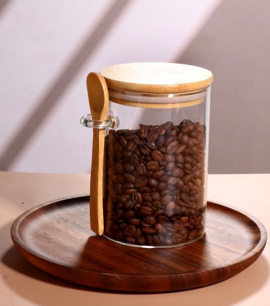 Elegant Spice Jar With A Wooden Spoon