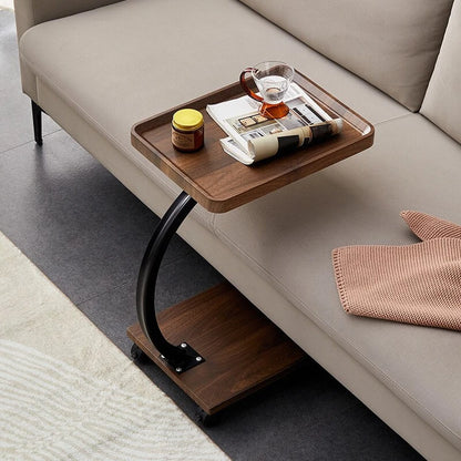 C-Shaped Square Wooden Side Table