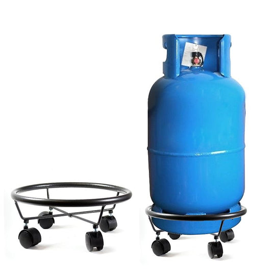 Heavy-Duty Gas Cylinder Trolley with 360° Rotating Wheels – Black