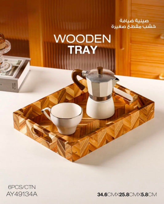 Elegant Wooden Serving Tray with Cutout Design