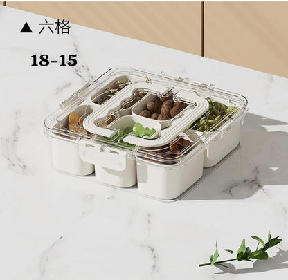 6-Compartment Airtight Fridge Organizer Box – 21x21cm