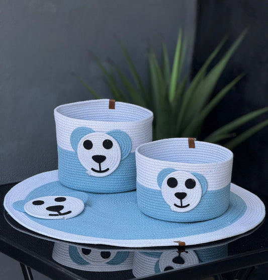 Premium Woven Linen Mat and Basket Set