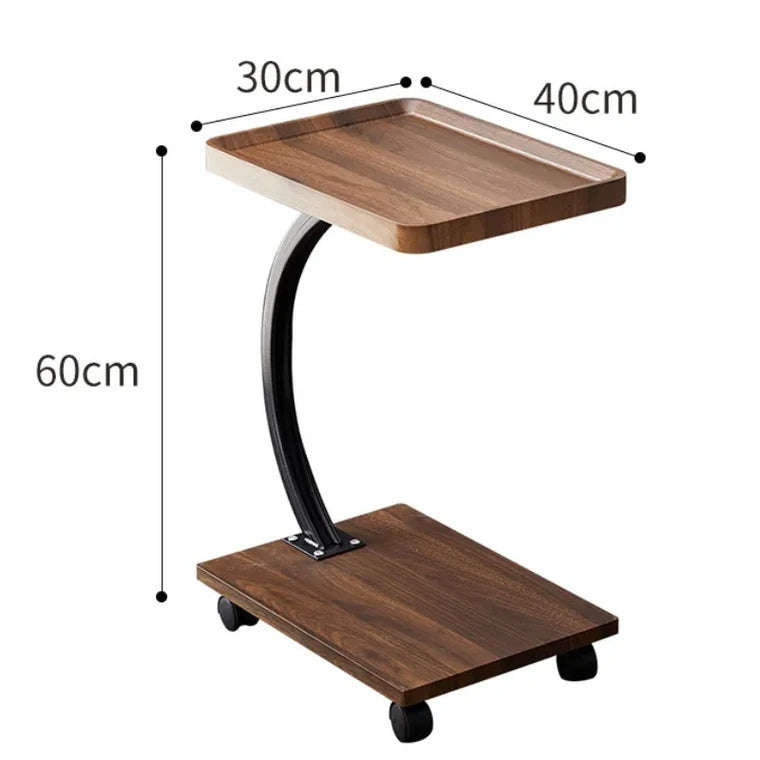 C-Shaped Square Wooden Side Table