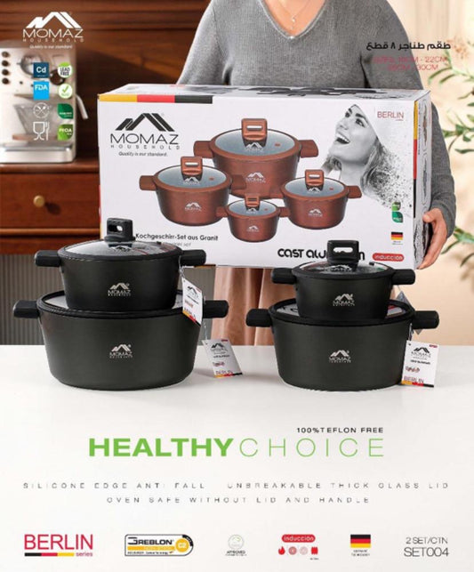 MOMAZ Premium 8-Piece Granite Cookware Set – Berlin Series