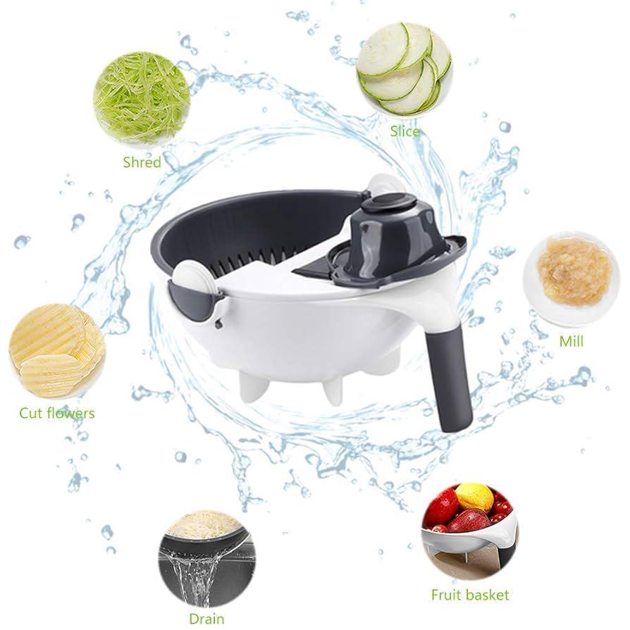 Multifunctional Vegetable Cutter with Drain Basket – Easy Prep & Clean-Up