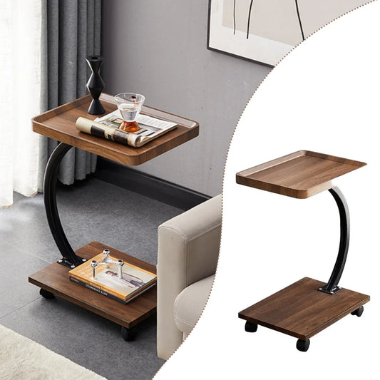 C-Shaped Square Wooden Side Table