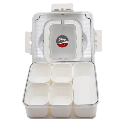 6-Compartment Airtight Fridge Organizer Box – 21x21cm
