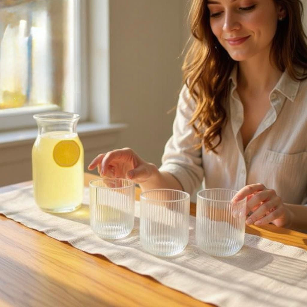 Elegant 6-Piece Ribbed Crystal Glass Set