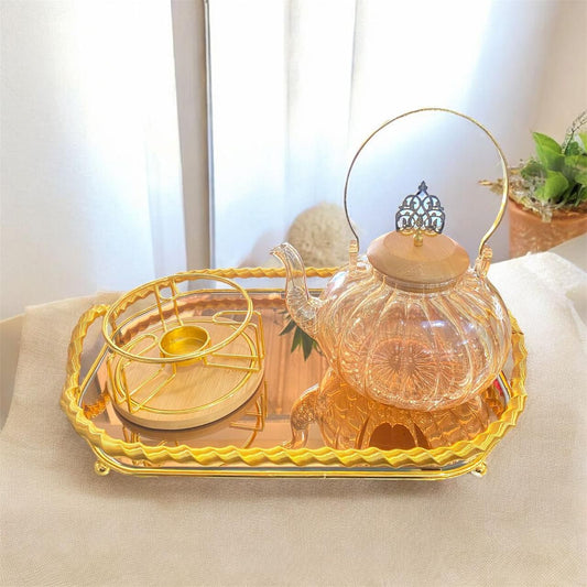Amber Pyrex Glass Teapot with Candle Warmer
